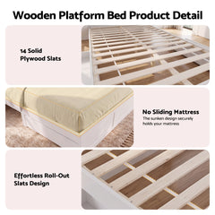 Artiss Queen Bed Frame with Storage Bookcase Headboard, USB & Type-C Ports & Drawers White