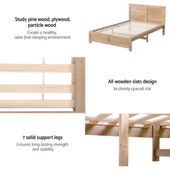 Artiss King Single Bed Frame Wooden Bed Base