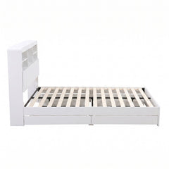 Artiss King Single Bed Frame with Storage, 4 Drawers, USB and Night Light White