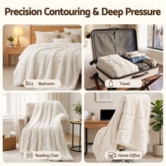 Giselle Faux Fur Weighted Blanket 2 Sided Long Pile Sherpa Reverse Cream 9KG 152 x 203cm
