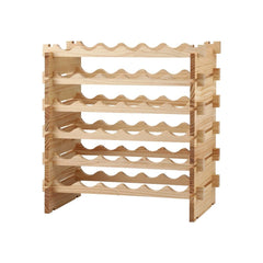 Artiss 36 Bottle Wooden Wine Rack 6 Tier Modular Wine Display Storage Stand Freestanding Holder Natural Pine Wood, 70 x 30 x 70cm