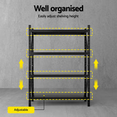 2Mx1.5M Giantz Garage Shelving Warehouse Rack Black