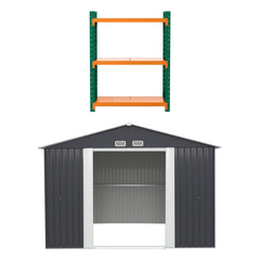 Giantz Garden Shed with 3-Tier Garage Shelving Rack Outdoor Tool Storage Racks