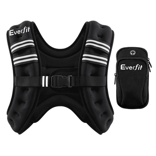 Everfit 10kg Weighted Vest Men Women, Reflective Running Vest with Armband Pouch