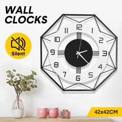 Large Wall Clocks 42cm Modern Non Ticking Quartz Battery Operated Silent Hanging Watch with Bold Numbers and Thickened Dial for Living Room Bedroom Decor