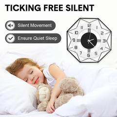 Large Wall Clocks 42cm Modern Non Ticking Quartz Battery Operated Silent Hanging Watch with Bold Numbers and Thickened Dial for Living Room Bedroom Decor