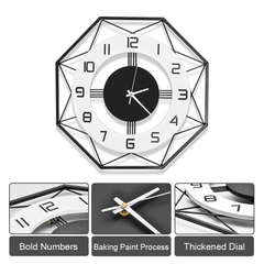 Large Wall Clocks 42cm Modern Non Ticking Quartz Battery Operated Silent Hanging Watch with Bold Numbers and Thickened Dial for Living Room Bedroom Decor