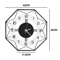 Large Wall Clocks 42cm Modern Non Ticking Quartz Battery Operated Silent Hanging Watch with Bold Numbers and Thickened Dial for Living Room Bedroom Decor