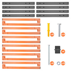 4 Pack Lumber Storage Rack Heavy Duty Wall-Mounted Carbon Steel Garage Shed Wood Organizer Multipurpose Folding Indoor Outdoor Wall Holder Max Load 54kg