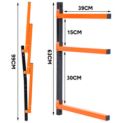 4 Pack Lumber Storage Rack Heavy Duty Wall-Mounted Carbon Steel Garage Shed Wood Organizer Multipurpose Folding Indoor Outdoor Wall Holder Max Load 54kg