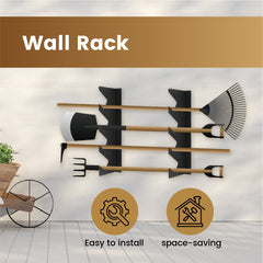 3 Sets Garden Tool Organizer Heavy Duty Carbon Steel Wall-mounted Garage Shed Storage Utility Racks For Broom Rake Mop 100Lbs Strong Loading Capacity