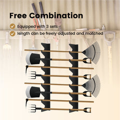 3 Sets Garden Tool Organizer Heavy Duty Carbon Steel Wall-mounted Garage Shed Storage Utility Racks For Broom Rake Mop 100Lbs Strong Loading Capacity