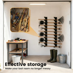 3 Sets Garden Tool Organizer Heavy Duty Carbon Steel Wall-mounted Garage Shed Storage Utility Racks For Broom Rake Mop 100Lbs Strong Loading Capacity