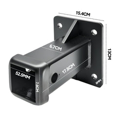 Heavy Duty Bolt on Hitch Receiver Plate Tube Wall Mount 2 Inch Opening Universal Pintle Hitch Extender for Trailer Towing Bike and Cargo Hanging Organiser