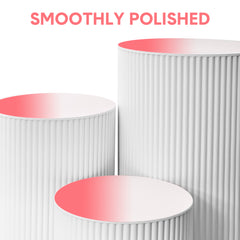 3Pcs Wedding Plinth Ripple Metal Cylinder Pedestal Round Pillars Decoration Table for Party Birthday Wedding Décor Cake Flower Display 60/75/90cm White