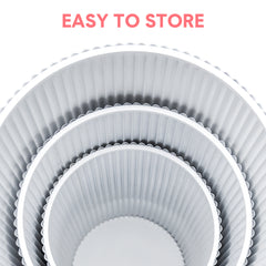 3Pcs Wedding Plinth Ripple Metal Cylinder Pedestal Round Pillars Decoration Table for Party Birthday Wedding Décor Cake Flower Display 60/75/90cm White