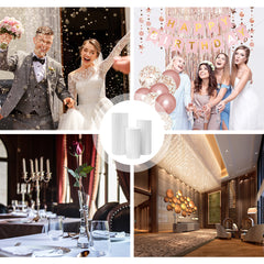 3Pcs Wedding Plinth Ripple Metal Cylinder Pedestal Round Pillars Decoration Table for Party Birthday Wedding Décor Cake Flower Display 60/75/90cm White