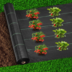 Weed Barrier Fabric 100m x 1m  Heavy Duty Highly Permeable Gardening Woven Ground Cover with 120 Ground Nails for Weeds Control Pathways Landscaping Farming