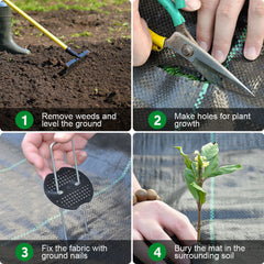 Weed Barrier Fabric 100m x 1m  Heavy Duty Highly Permeable Gardening Woven Ground Cover with 120 Ground Nails for Weeds Control Pathways Landscaping Farming