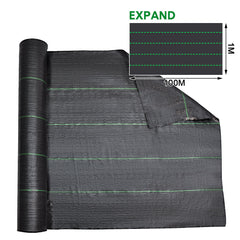 Weed Barrier Fabric 100m x 1m  Heavy Duty Highly Permeable Gardening Woven Ground Cover with 120 Ground Nails for Weeds Control Pathways Landscaping Farming