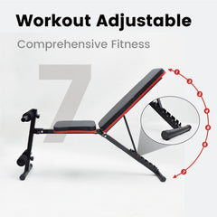 6-In-1 Weight Bench Adjustable Sit Up Abs Bench Multifunctional Incline Decline Bench Flat Bench for Barbell Lifting Fitness Home Gym Full Body Workouts