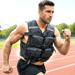 Adjustable Weighted Vest 1-20kg Breathable Running Vest with 3 Length Adjustable Buckles and Reflective Strip for Men and Women Fitness Strength Training