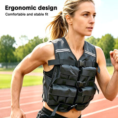 Adjustable Weighted Vest 1-20kg Breathable Running Vest with 3 Length Adjustable Buckles and Reflective Strip for Men and Women Fitness Strength Training