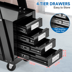 Rolling Welding Cart Heavy Duty 4-Drawer Welder Cart with Cylinder Safety Chain and Swivel Wheels for Welding Machine Plasma Cutter and Tools 80kg Capacity