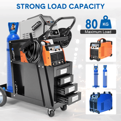 Rolling Welding Cart Heavy Duty 4-Drawer Welder Cart with Cylinder Safety Chain and Swivel Wheels for Welding Machine Plasma Cutter and Tools 80kg Capacity