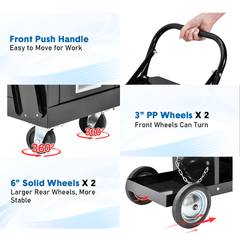 Rolling Welding Cart Heavy Duty 4-Drawer Welder Cart with Cylinder Safety Chain and Swivel Wheels for Welding Machine Plasma Cutter and Tools 80kg Capacity