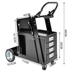Rolling Welding Cart Heavy Duty 4-Drawer Welder Cart with Cylinder Safety Chain and Swivel Wheels for Welding Machine Plasma Cutter and Tools 80kg Capacity