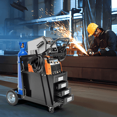 Rolling Welding Cart Heavy Duty 4-Drawer Welder Cart with Cylinder Safety Chain and Swivel Wheels for Welding Machine Plasma Cutter and Tools 80kg Capacity