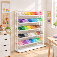 5 Layers Floor Display Rack Steel Wire Organizer with Anti-Slip Slanted Shelves and Stable Base for Retail Shop Fused Beads Candy Snack Sample Organization