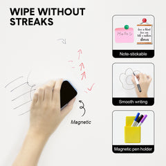 90x120cm Magnetic Whiteboard Paper Removable No-Ghosting Dry Erase White Board Sheet Includes Stickers Markers And Eraser for Home Classroom Office