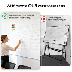 90x120cm Magnetic Whiteboard Paper Removable No-Ghosting Dry Erase White Board Sheet Includes Stickers Markers And Eraser for Home Classroom Office