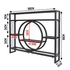 3-Tier Wall Mounted Wine Rack Metal Liquor Bottle Display Storage Shelf with Goblet Holder for Home Bars Dining Room Wine Cellar Kitchen 100x80x15cm Black