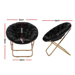 Artiss Cozy Saucer Chair Soft Faux Fur Folding Accent Chair for Bedroom Black