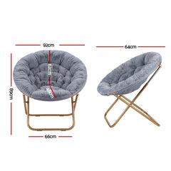 Artiss Cozy Saucer Chair Soft Faux Fur Folding Accent Chair for Bedroom Grey
