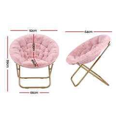 Artiss Cozy Saucer Chair Soft Faux Fur Folding Accent Chair for Bedroom Pink