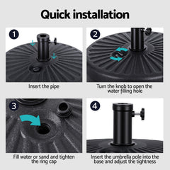 Instahut Outdoor Umbrella Base Weight Round Plastic Pole Holder 30-48mm Beach