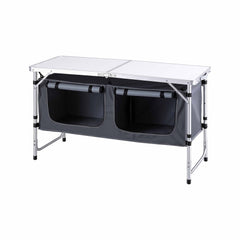 Weisshorn Camping Table Adjustable Storage Cabinet Aluminum MDF 120cm Grey