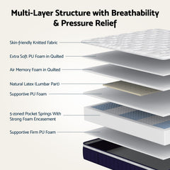RoomSense Double 30cm Latex Mattress Medium Firm Bundle, Pine Bed Frame