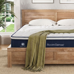 RoomSense Queen 30cm Latex Mattress Medium Firm Bundle, Pine Bed Frame