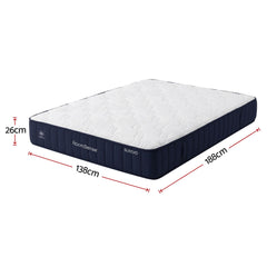 RoomSense Double 26cm Firm Mattress Bundle with Oatmeal Wooden Bed Frame