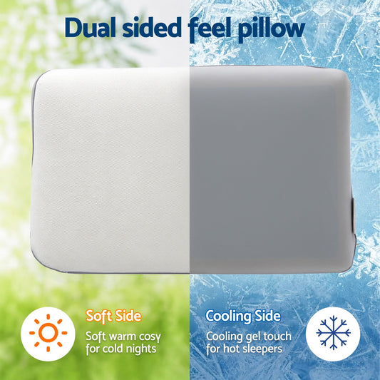 RoomSense Cooling Memory Foam Pillows Queen Size 1 Pack, Dual-Sided Bed Pillows for Hot Sleepers, 55D Solid Core Side Sleeper Pillow for Neck Support, Washable, 65x40x14cm