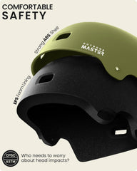 OutdoorMaster Skateboard Bike Helmet for Adults &Youth - Multi-Sport Certified Impact Resistant with 2 Removable Liners & Ventilation for Scooter-Matte Adventure Green-White-Small