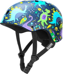 OutdoorMaster Youth & Kids Bike Helmet - Adjustable Multi-Sports Skateboard Helmet with Removable Liners for Balance Bike, Kids Scooter, One Wheel Hoverboard,Graffiti-style helmet-Dino Volcanoland-Large