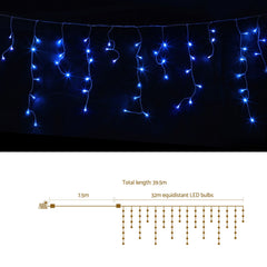 Jingle Jollys 32M Christmas Lights Solar Icicle String Lights 960 LED Blue
