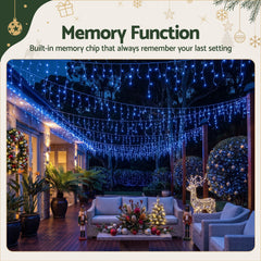 Jingle Jollys 32M Christmas Lights Solar Icicle String Lights 960 LED Blue