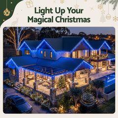 Jingle Jollys 32M Christmas Lights Solar Icicle String Lights 960 LED Blue